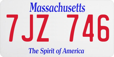 MA license plate 7JZ746