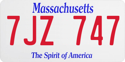 MA license plate 7JZ747