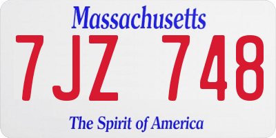 MA license plate 7JZ748