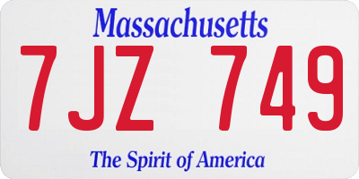 MA license plate 7JZ749
