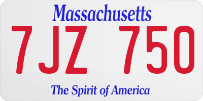 MA license plate 7JZ750
