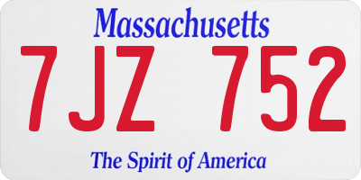 MA license plate 7JZ752