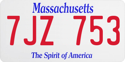 MA license plate 7JZ753