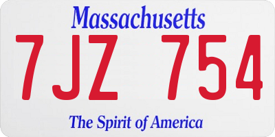 MA license plate 7JZ754
