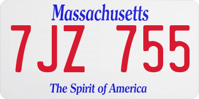MA license plate 7JZ755