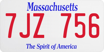 MA license plate 7JZ756