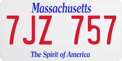 MA license plate 7JZ757