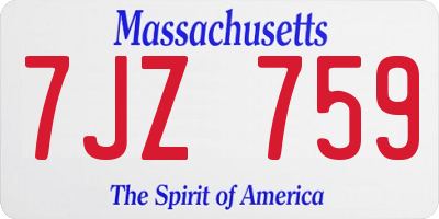 MA license plate 7JZ759