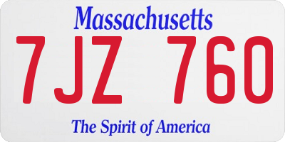 MA license plate 7JZ760