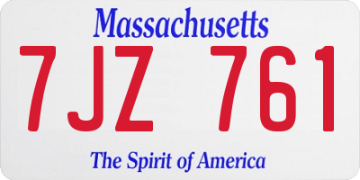 MA license plate 7JZ761