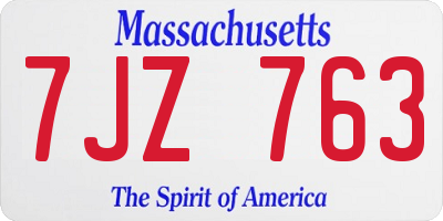 MA license plate 7JZ763
