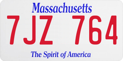 MA license plate 7JZ764