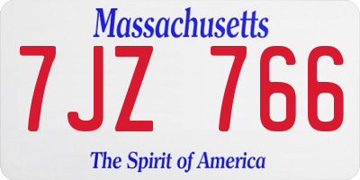 MA license plate 7JZ766