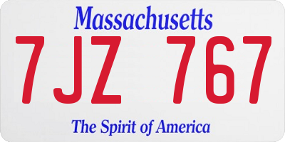 MA license plate 7JZ767