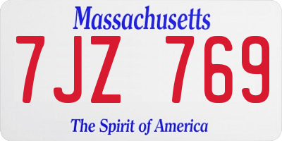 MA license plate 7JZ769