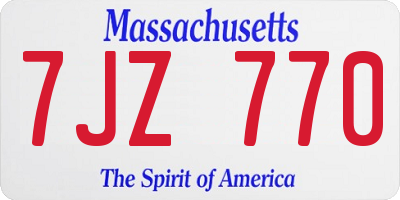 MA license plate 7JZ770