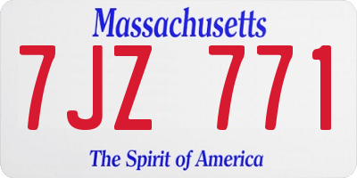 MA license plate 7JZ771