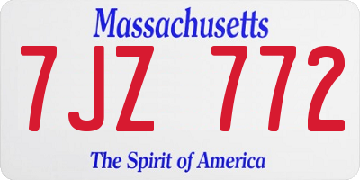 MA license plate 7JZ772