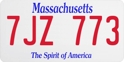 MA license plate 7JZ773