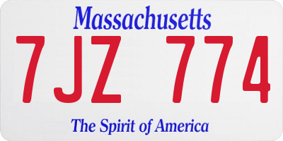 MA license plate 7JZ774