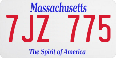 MA license plate 7JZ775