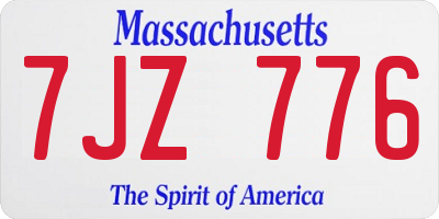 MA license plate 7JZ776