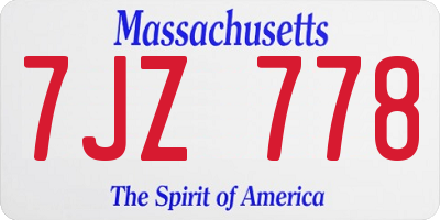 MA license plate 7JZ778