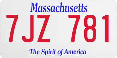 MA license plate 7JZ781