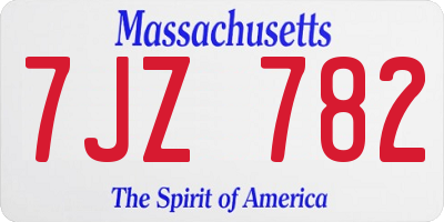 MA license plate 7JZ782