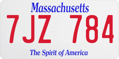 MA license plate 7JZ784