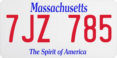 MA license plate 7JZ785