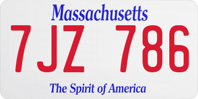 MA license plate 7JZ786