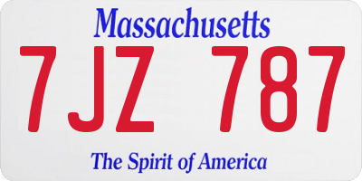 MA license plate 7JZ787