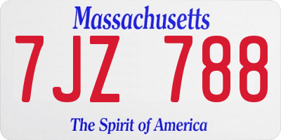 MA license plate 7JZ788