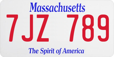 MA license plate 7JZ789