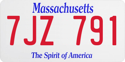 MA license plate 7JZ791