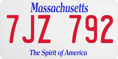 MA license plate 7JZ792