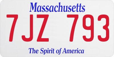 MA license plate 7JZ793