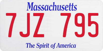 MA license plate 7JZ795