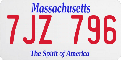 MA license plate 7JZ796