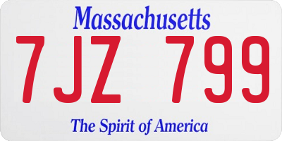 MA license plate 7JZ799