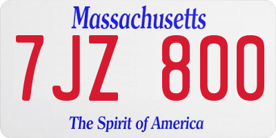 MA license plate 7JZ800