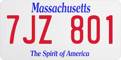 MA license plate 7JZ801