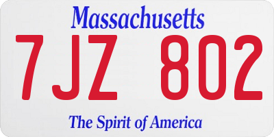 MA license plate 7JZ802