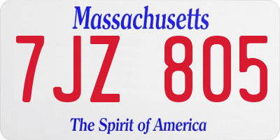 MA license plate 7JZ805