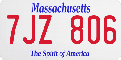 MA license plate 7JZ806