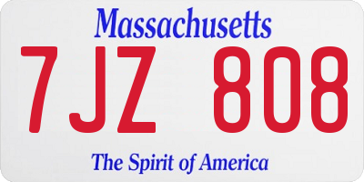 MA license plate 7JZ808