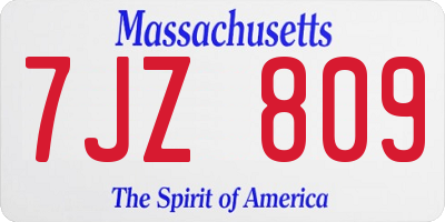 MA license plate 7JZ809