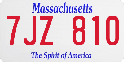 MA license plate 7JZ810