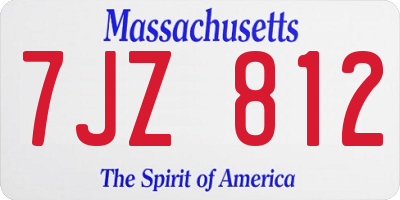 MA license plate 7JZ812